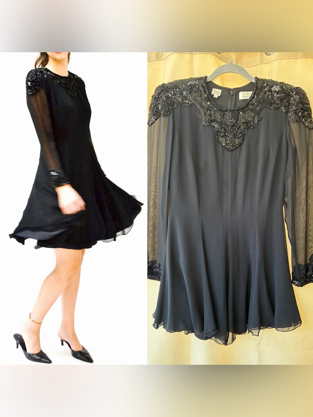 NiteLine by Della Roufogali Silk Beaded Cocktail Dress